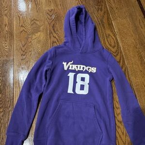 Purple Vikings Number 18 Kids Hoodie Sweatshirt